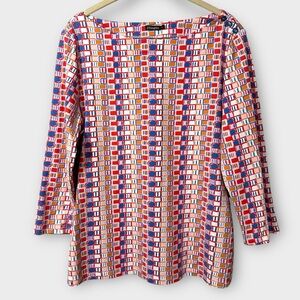 J. McLaughlin Wavesong Catalina Cloth Top Women's Large 3/4 Sleeve Stretch Shirt